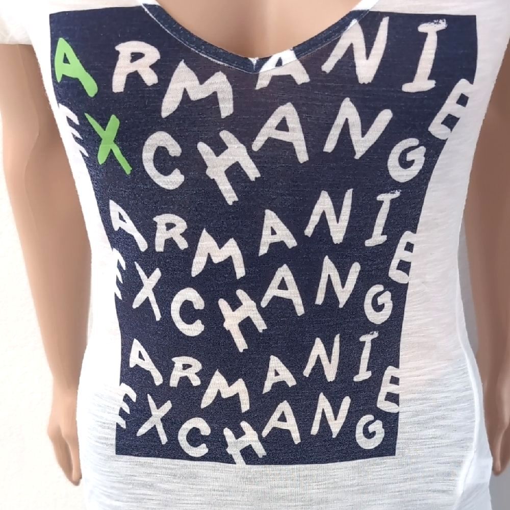 Armani Exchange Allover Logo Graphic Tee White Size XS